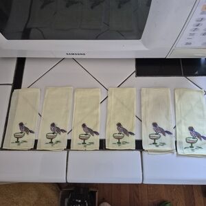 Set of 6 Bird Embroidered Napkins